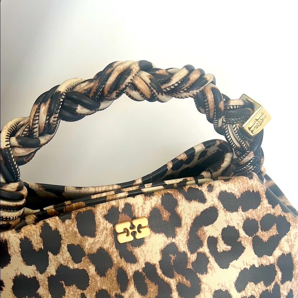 Ganni Bou Brown Leopard Print Bag - Picture 2 of 11